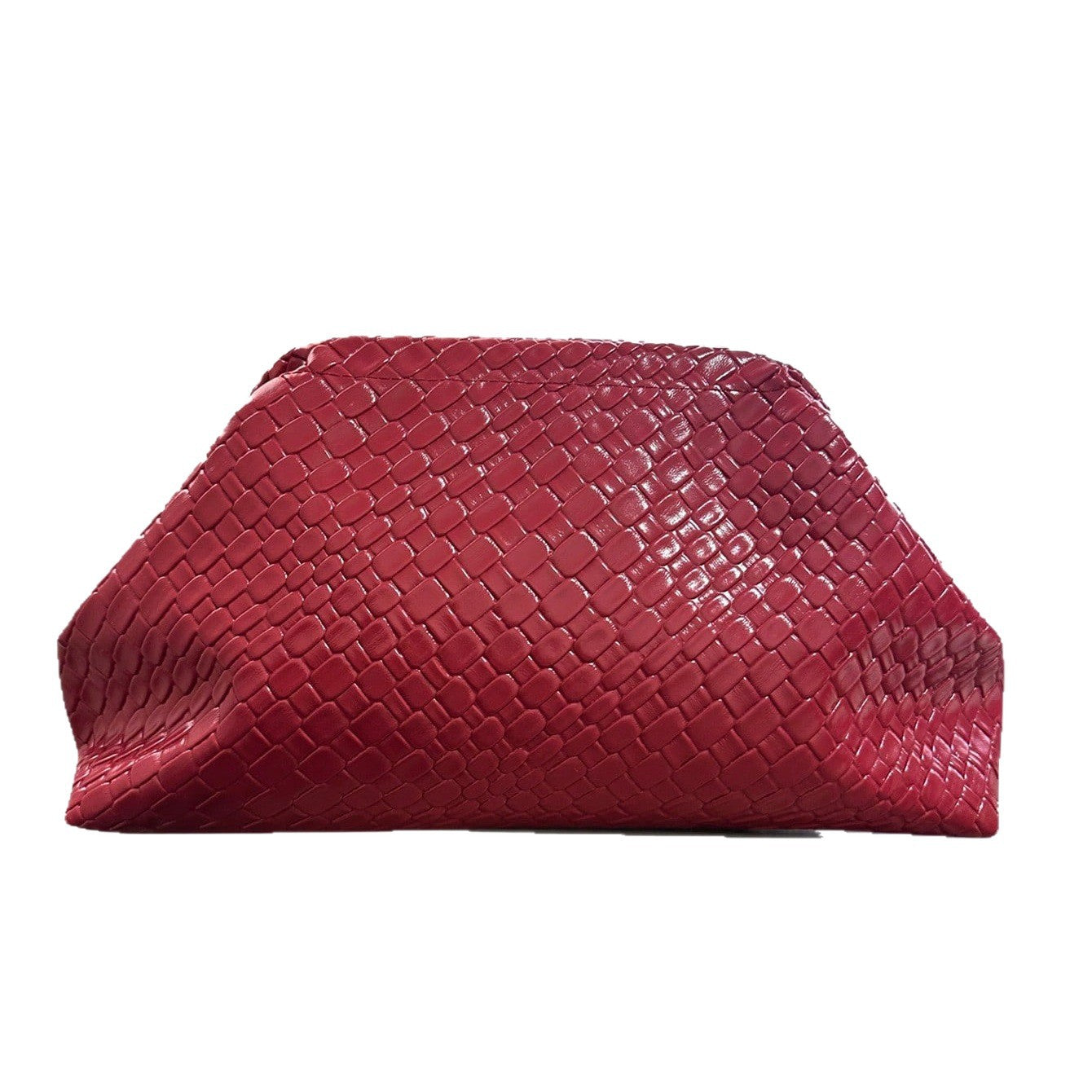 Women's Woven Pattern Dinner Angora Red High Texture Women's Clutch