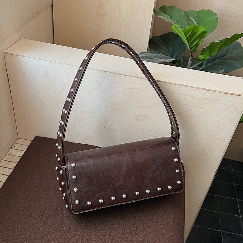 Women's Spring Retro Style Rivet Underarm Western Women's Shoulder Bag