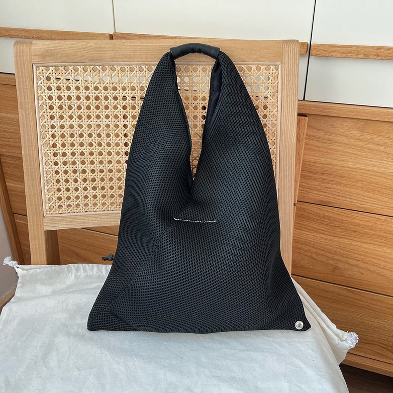 Women's Medium Size Black Triangle Dumpling Mesh Shoulder Bags