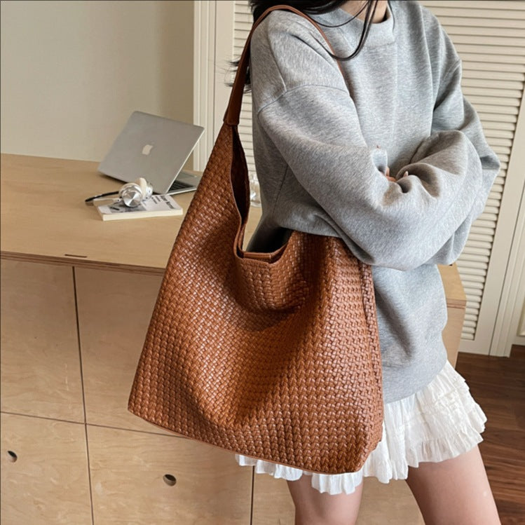 Retro Woven Trendy Easy Matching Large Capacity Underarm Son Women's Shoulder Bag