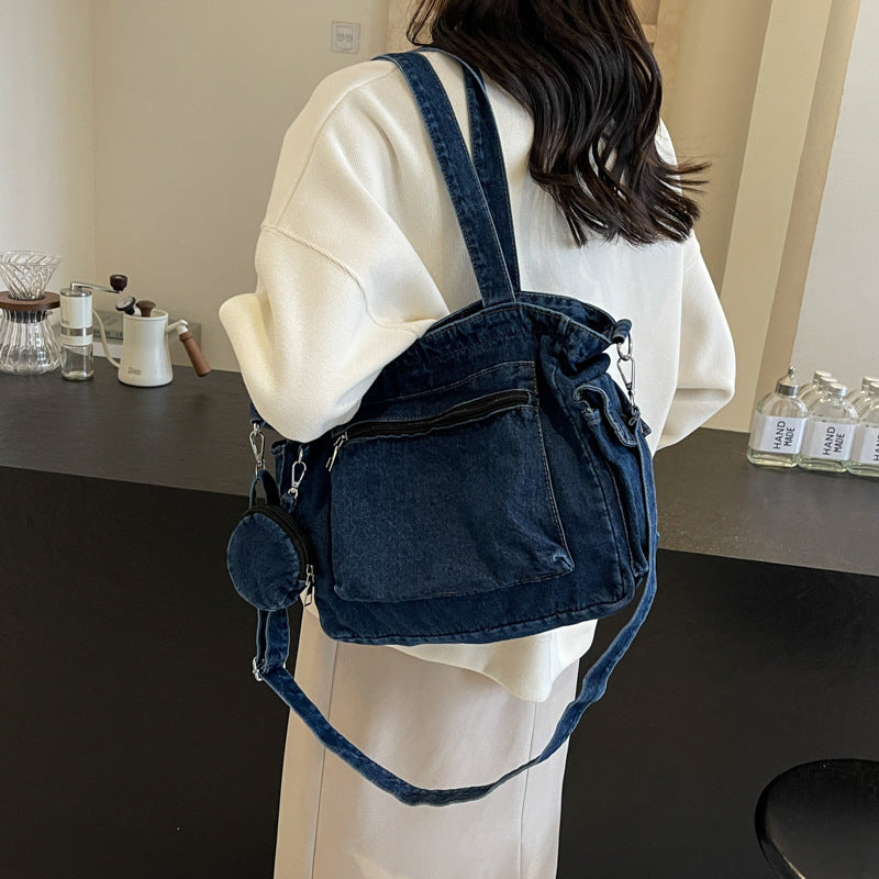 Women's Denim Canvas Large Capacity Shopping Camp Easy Matching Leisure Women's Messenger Bag