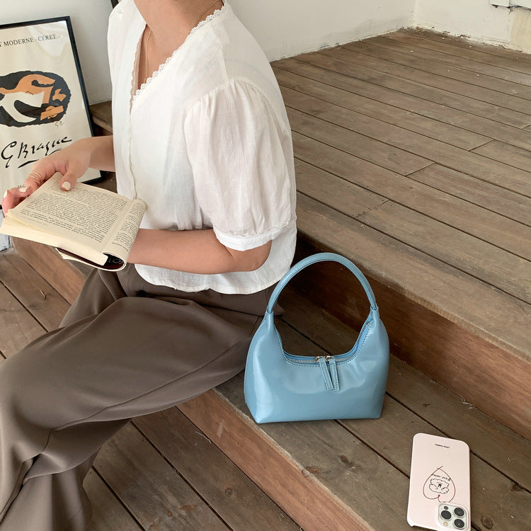 Women's Korean Style Niche High Sense Underarm Patent Leather Moon Women's Shoulder Bag