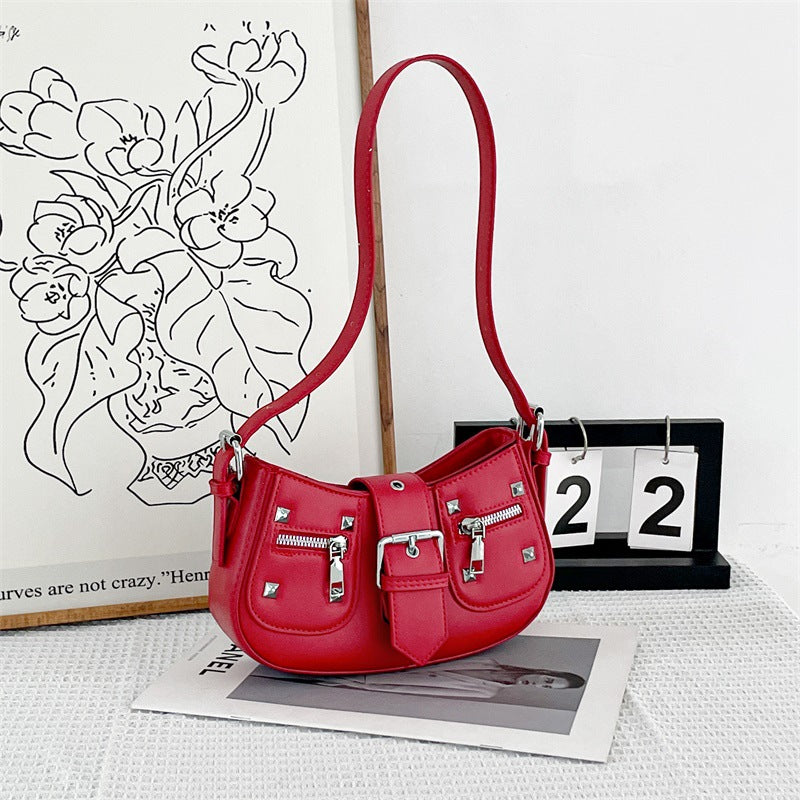 Slouchy Women's Fashion Motorcycle Retro Trendy Women's Shoulder Bag
