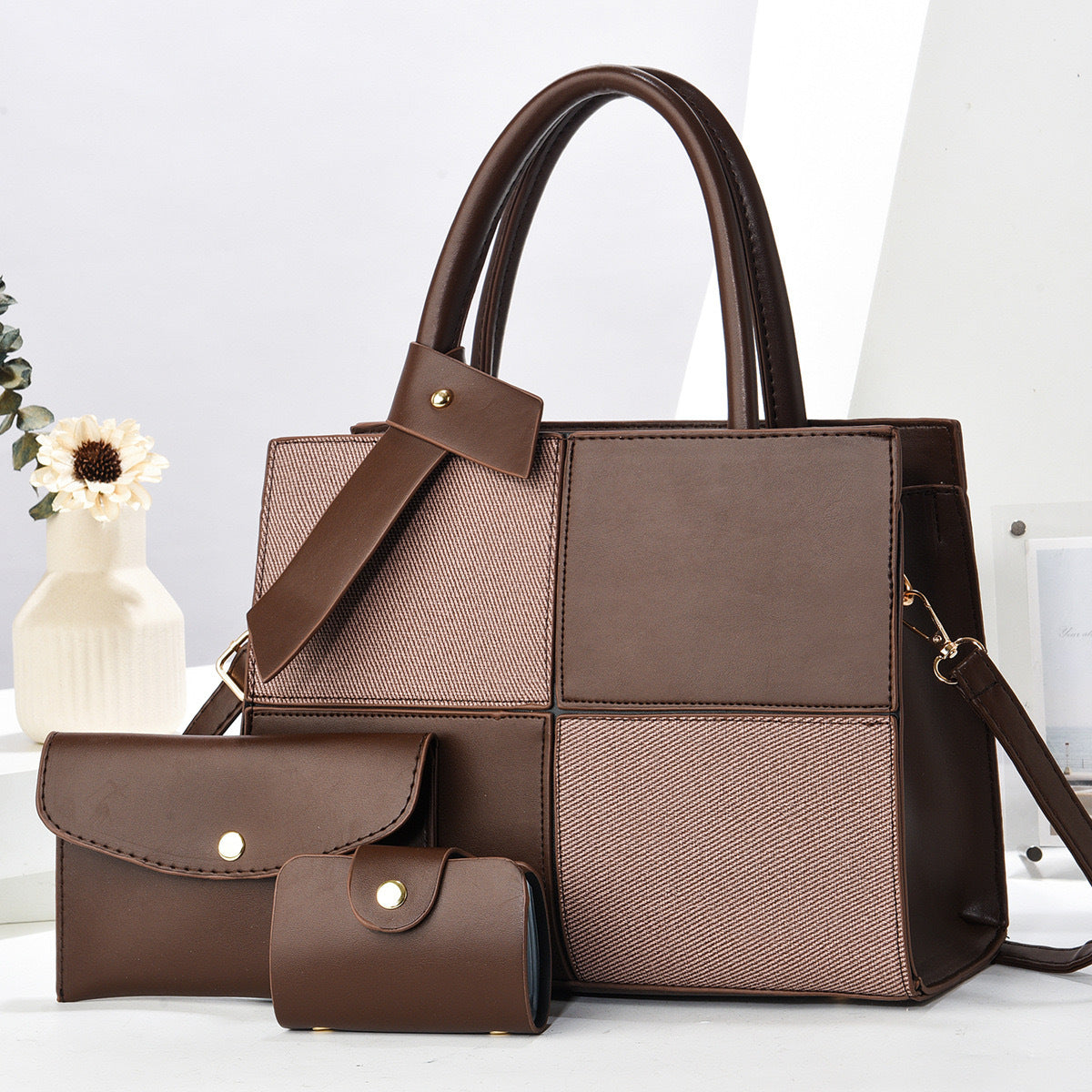 Stitching Large Capacity Shaping Retro Fashion High Sense Women's Shoulder Bag