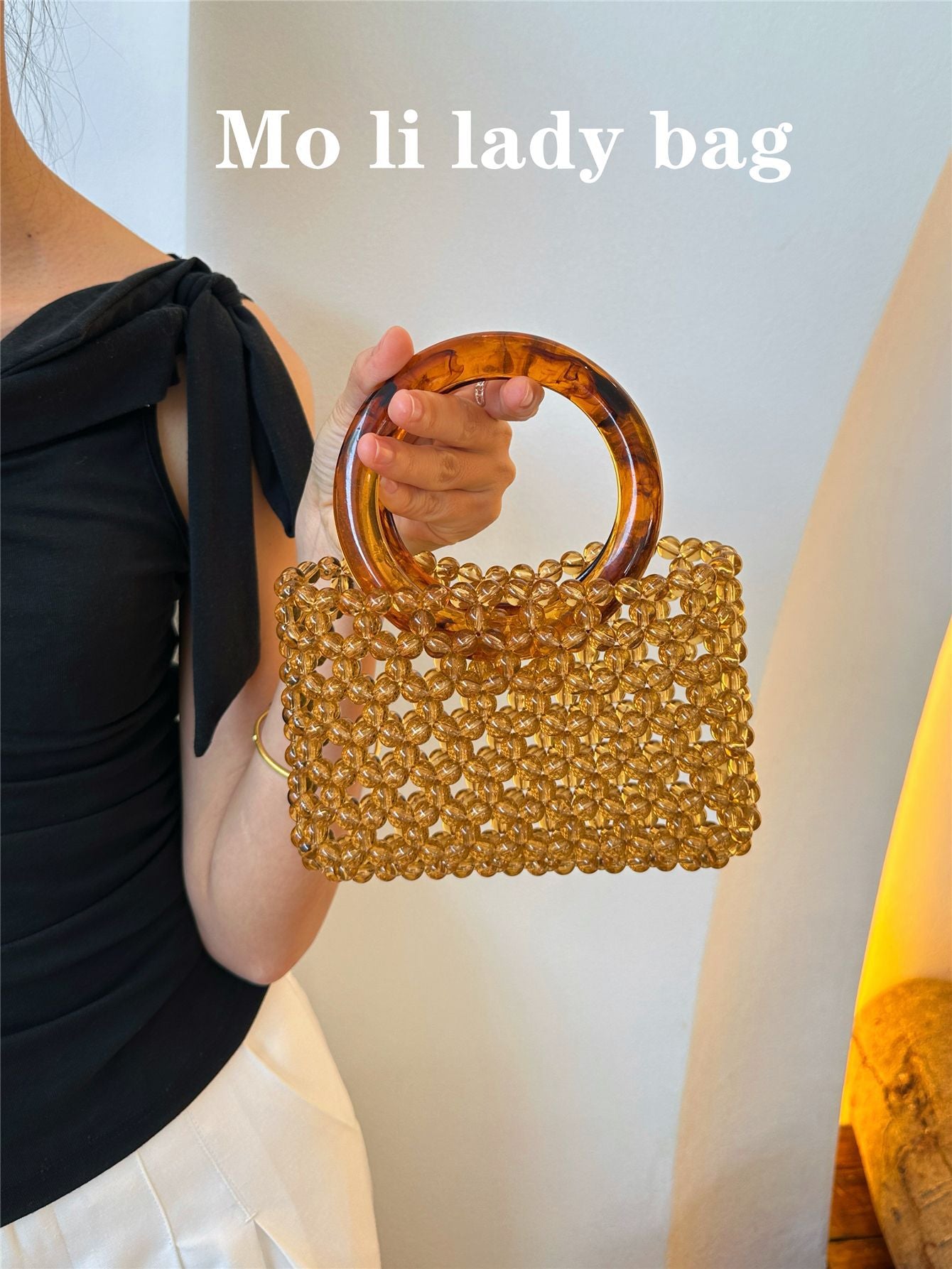 Women's Vintage Beaded Hawksbill Popular Acrylic Women's Handbag