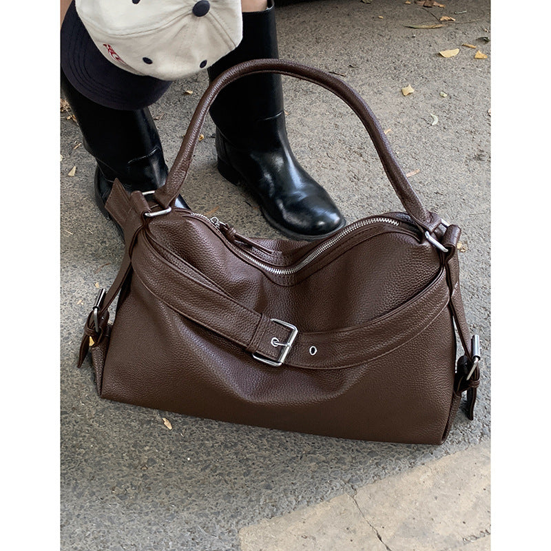 Women's Retro Large Capacity Underarm Simple Commuter Tote Bag