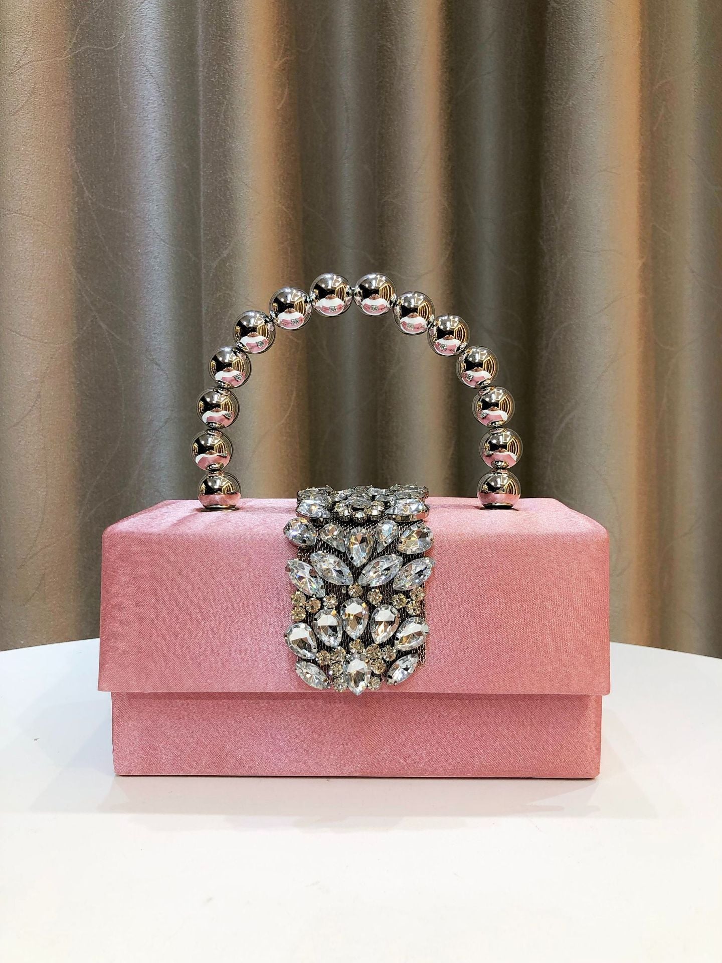 Shiny Rhinestone Banquet Silk Satin Pearl Dinner Bag