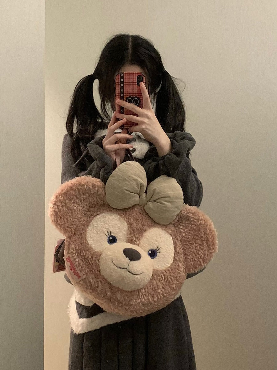 Women's Plush Cute Bow Big Head Backpacks