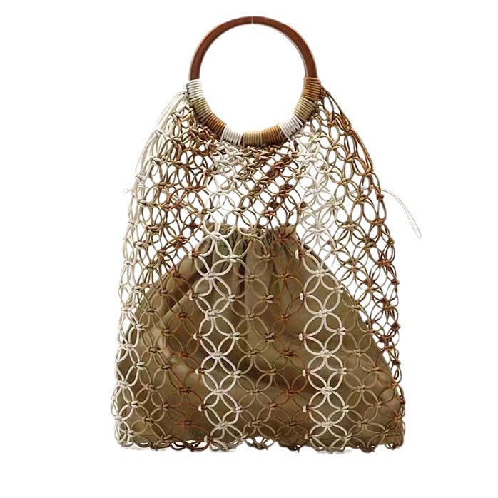 Round Wax Rope Hand-woven Hand Series Women's Handbag