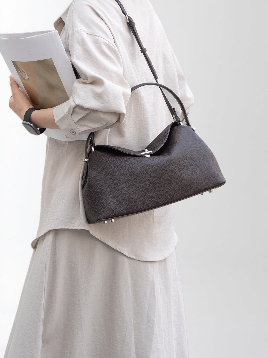 Korean Style Fashion Commuter Hand Large Capacity Soft Women's Leather Bag