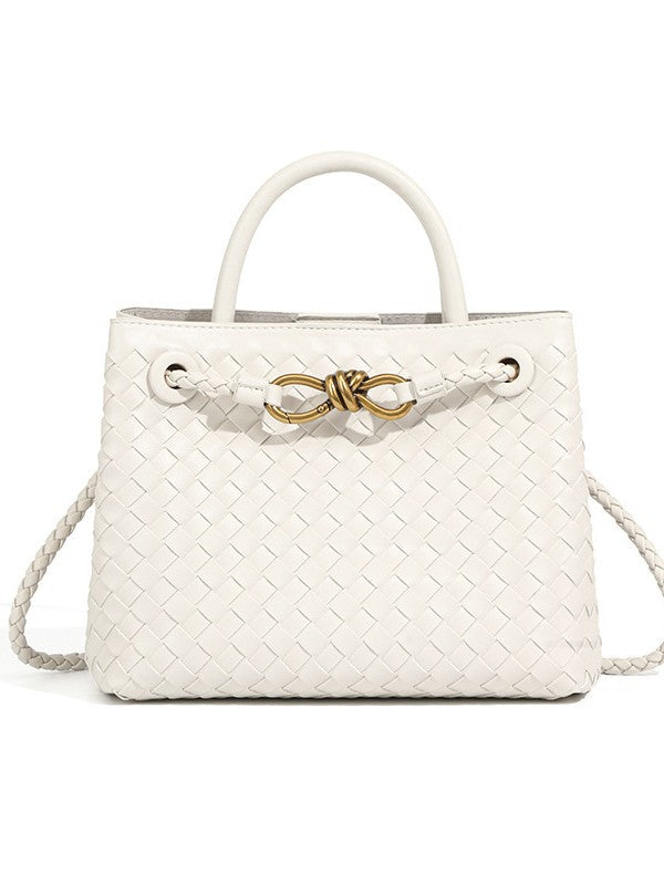 Women's Style Large Woven Metal Cord Fastener Tote Bags