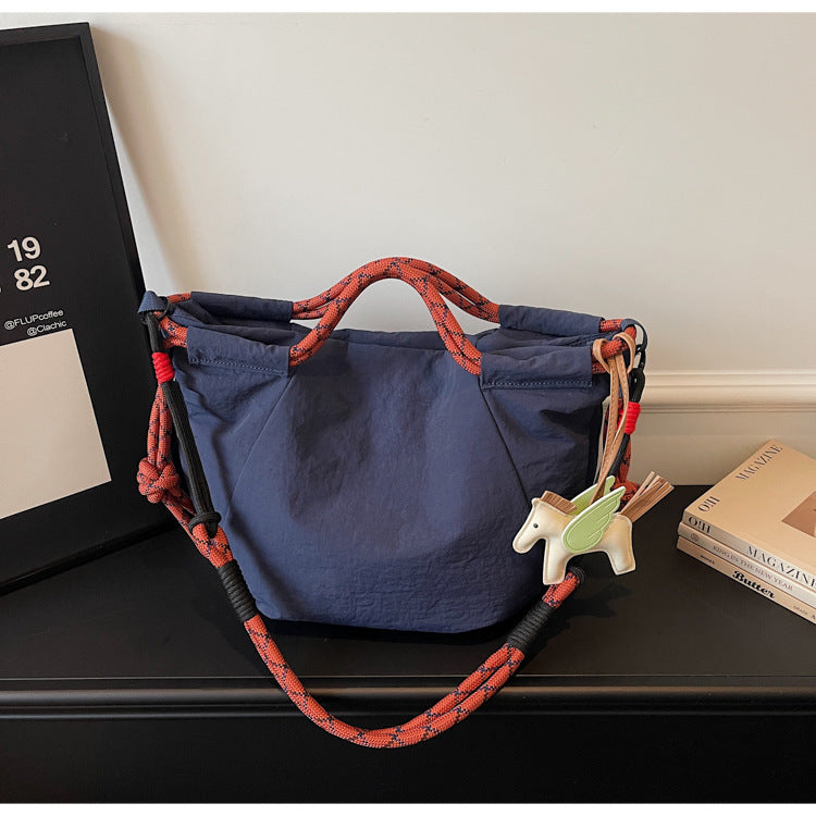 Capacity Waterproof Nylon Cloth College Solid Women's Shoulder Bag
