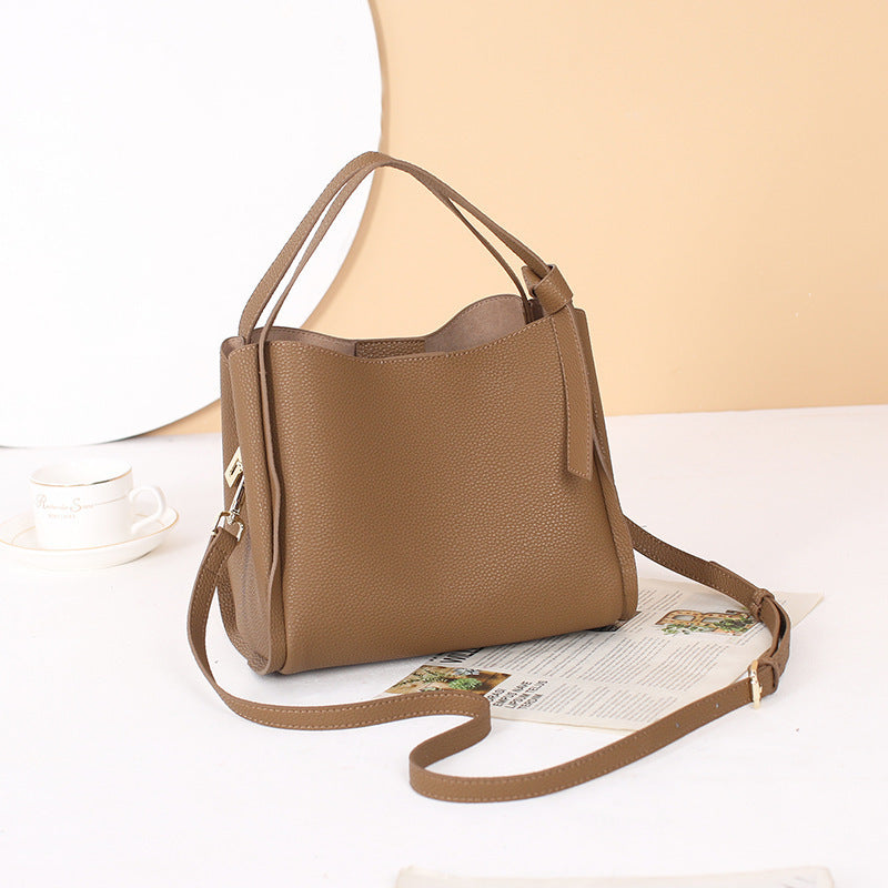 Women's Leather Cowhide High-grade Large Capacity Vegetable Basket Women's Handbag