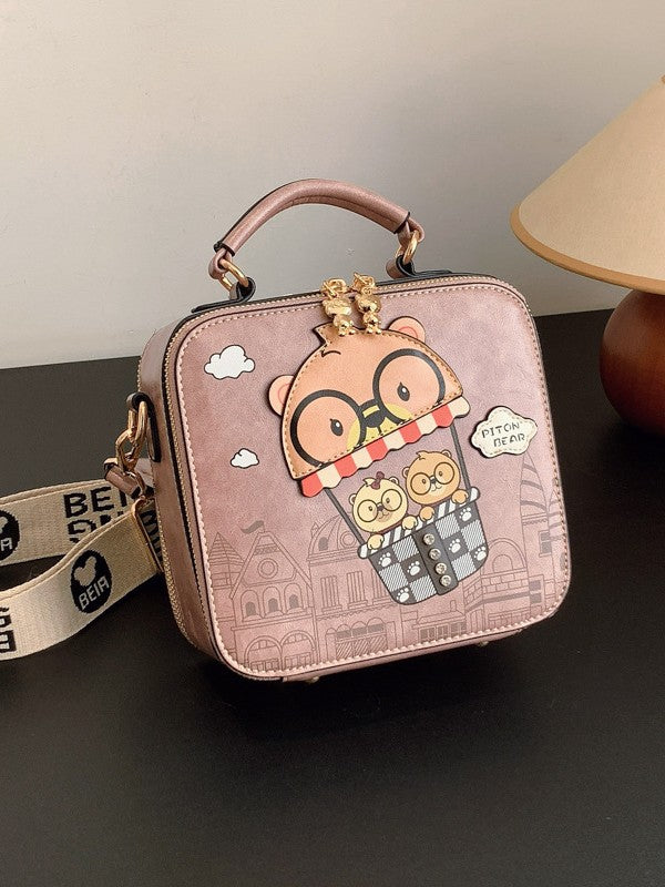 Women's Boston Pillow Cartoon Cute Bear Commute Small Square Bag