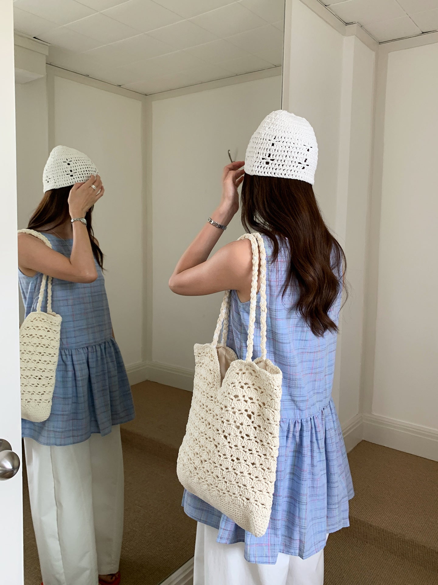 Capacity Cotton Braided Female Hollow Commuter Women's Shoulder Bag