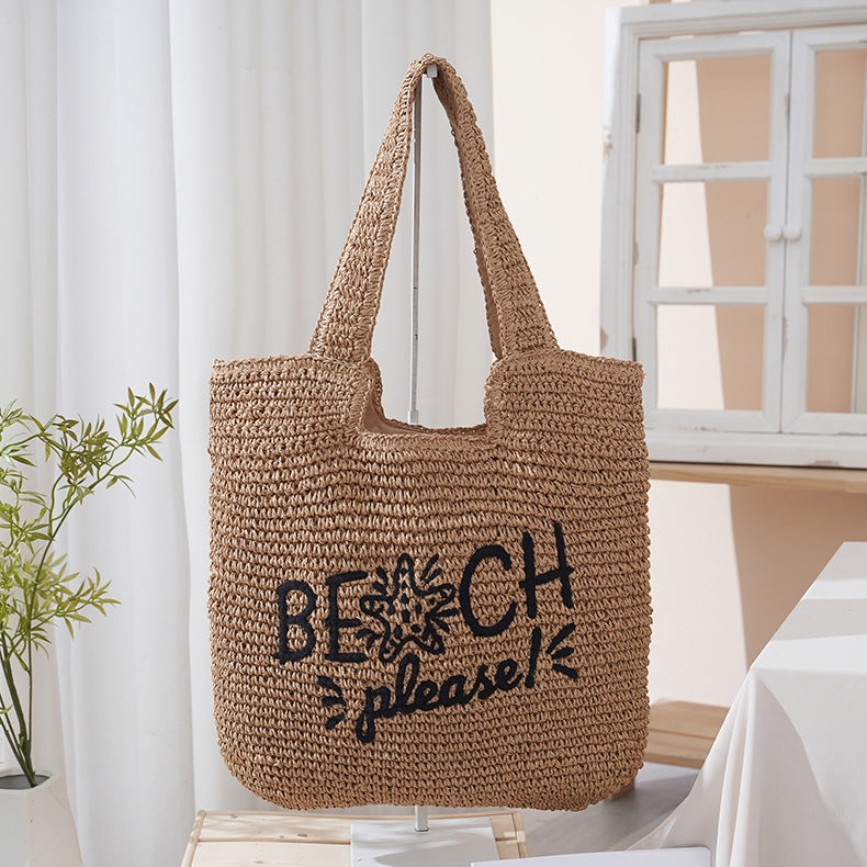 Women's Rectangular Straw Woven Large Capacity Gift Women's Shoulder Bag