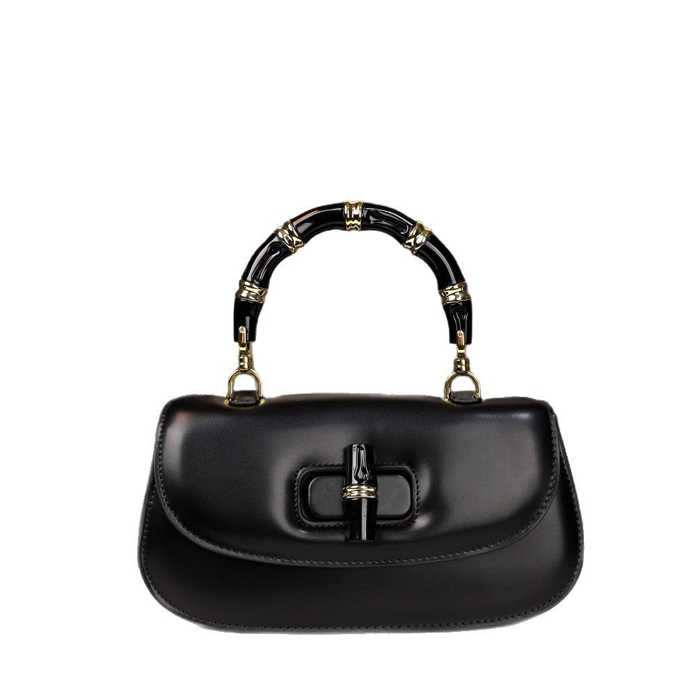 Hand Holding Saddle Bamboo Joint Design Women's Handbag