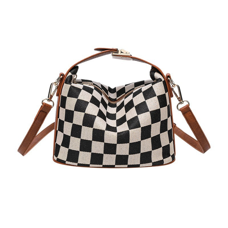 Women's Plaid Lunch Box Design Simple Retro Small Square Bags