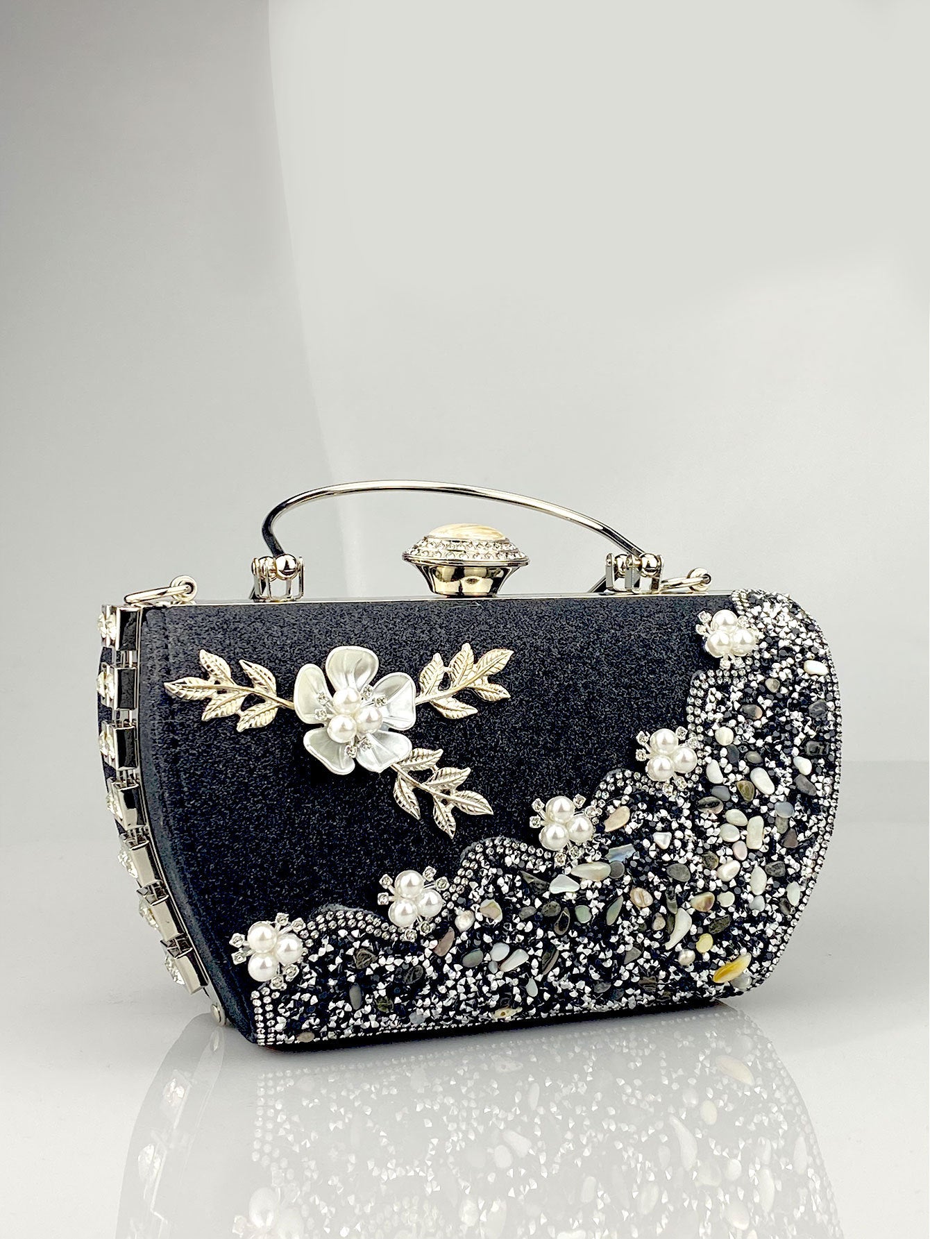 Women's Princess Hardware Diamond Floral Decorations Party Dress Elegant Dinner Bag