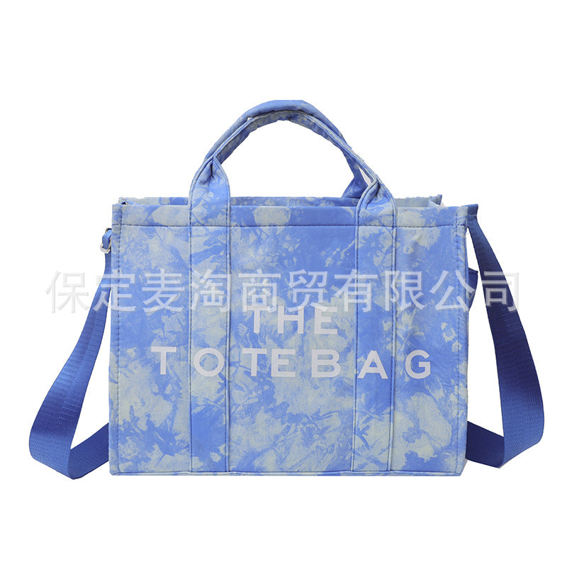 Graceful Trendy Canvas Letter Iti Portable Women's Shoulder Bag