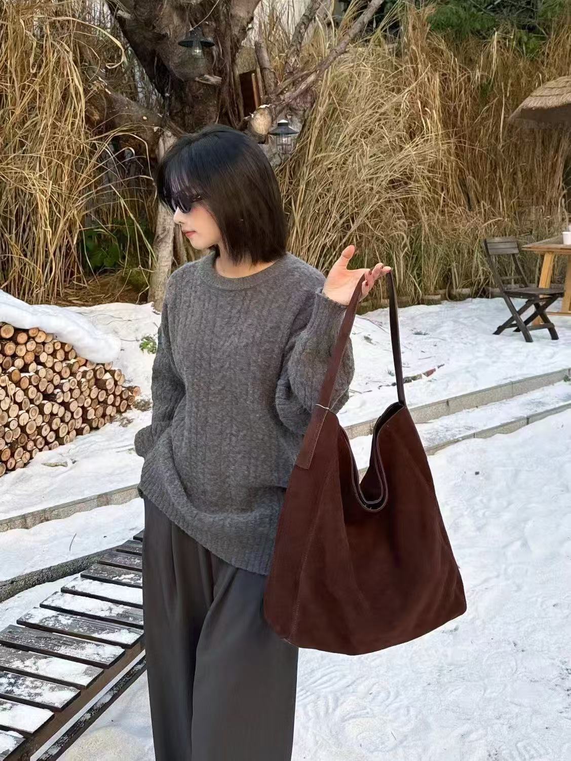Women's High-grade Suede Genuine Leather Large Capacity Women's Shoulder Bag