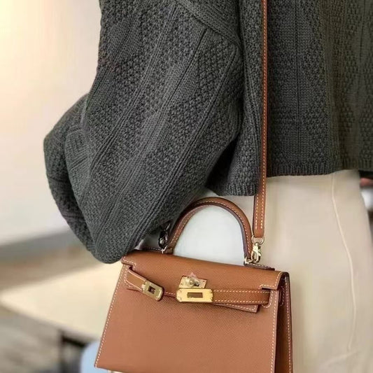 Women's Kelly Genuine Leather Palm Print High-grade Women's Handbag