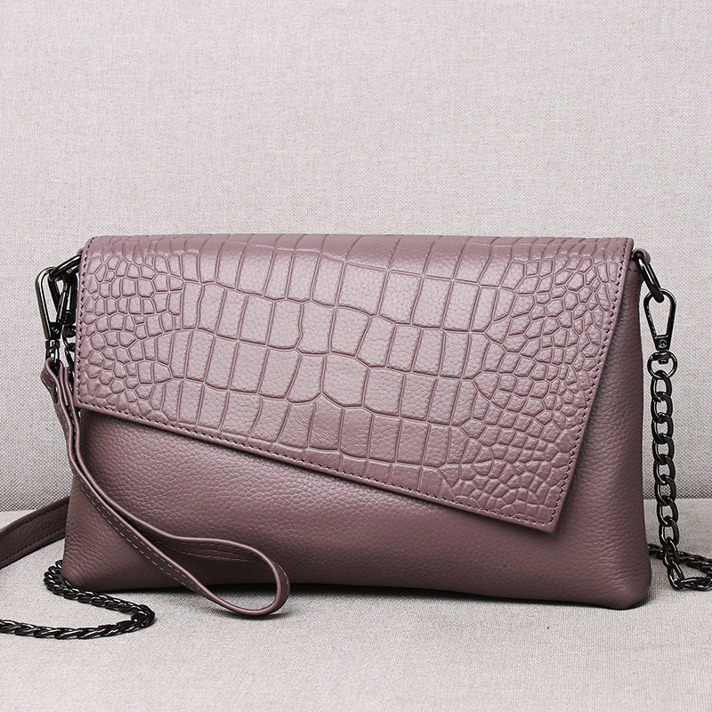 Women's Pattern Genuine Leather Fashionable Large Capacity Chain Women's Clutch