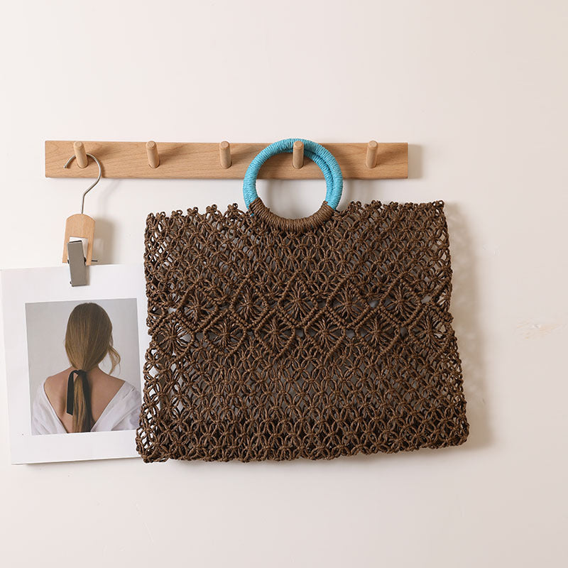 Hollow Pattern Woven Female Seaside Vacation Handle