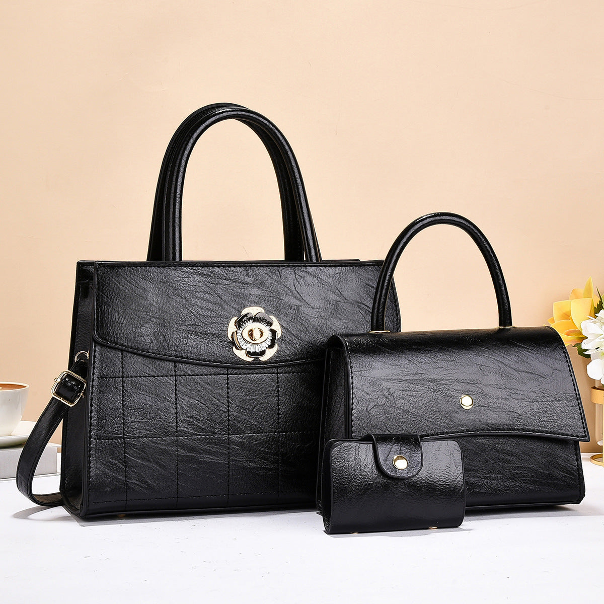 Casual Graceful Popular Women's Textured Three-piece Handbags
