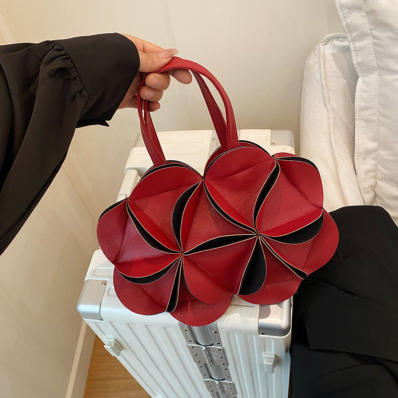 Women's Fancy Design Cute Flowers Dinner Shape Pleated Bags
