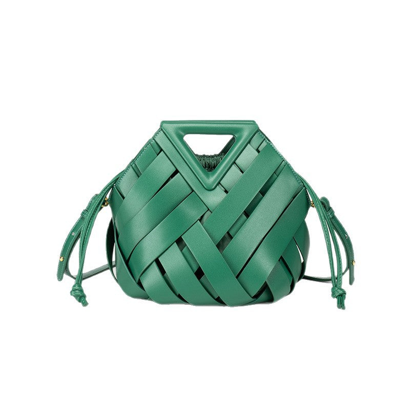 Women's Inverted Triangle Portable Vegetable Basket Hand Drawstring Women's Messenger Bag