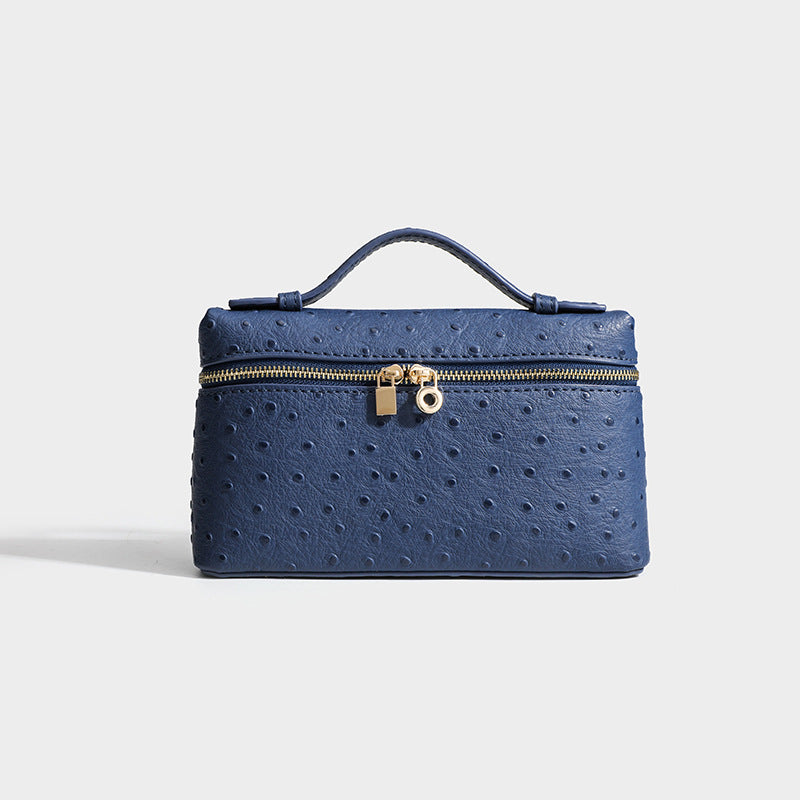 Women's Ostrich Grain Lunch Box Fashion Portable Small Square Bag