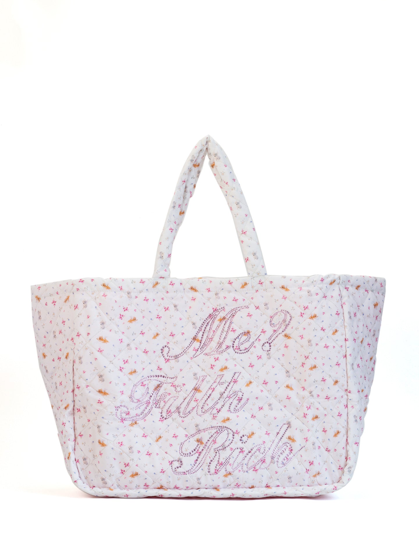 Design Rhinestone Floral Plaid Large Capacity Seaside Vacation Beach Women's Shoulder Bag