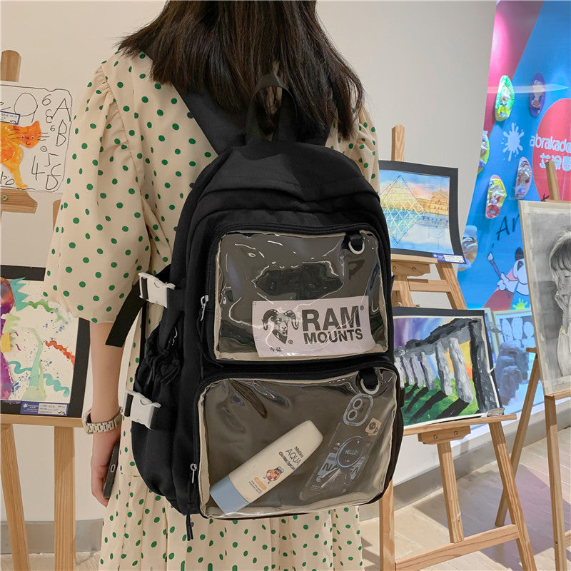 Women's Korean Fresh Transparent Large Capacity Portable Universal Backpack