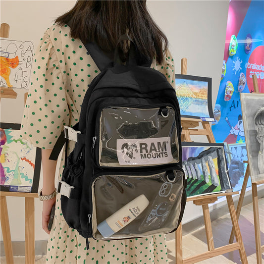 Women's Korean Fresh Transparent Large Capacity Portable Universal Backpack