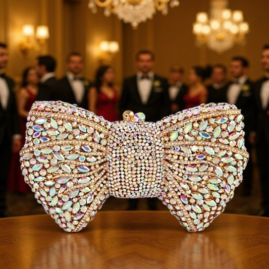 Women's Bow Diamond Hollow Full Clutch Banquet Evening Bags