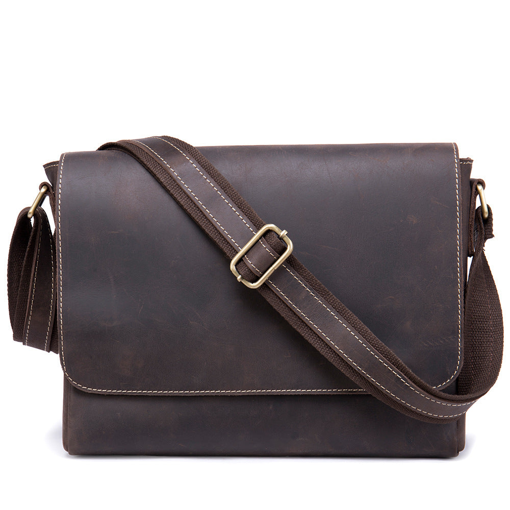 Men's Leather Fashion Crazy Horse First Layer Cowhide Men's Shoulder Bag