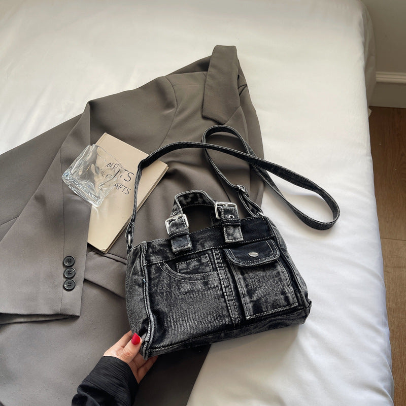 Women's Retro French Denim Texture Large Capacity Women's Shoulder Bag