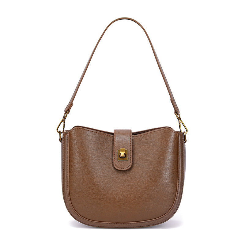 Women's Temperament Trend Cowhide Saddle Fashion Commuter Women's Messenger Bag