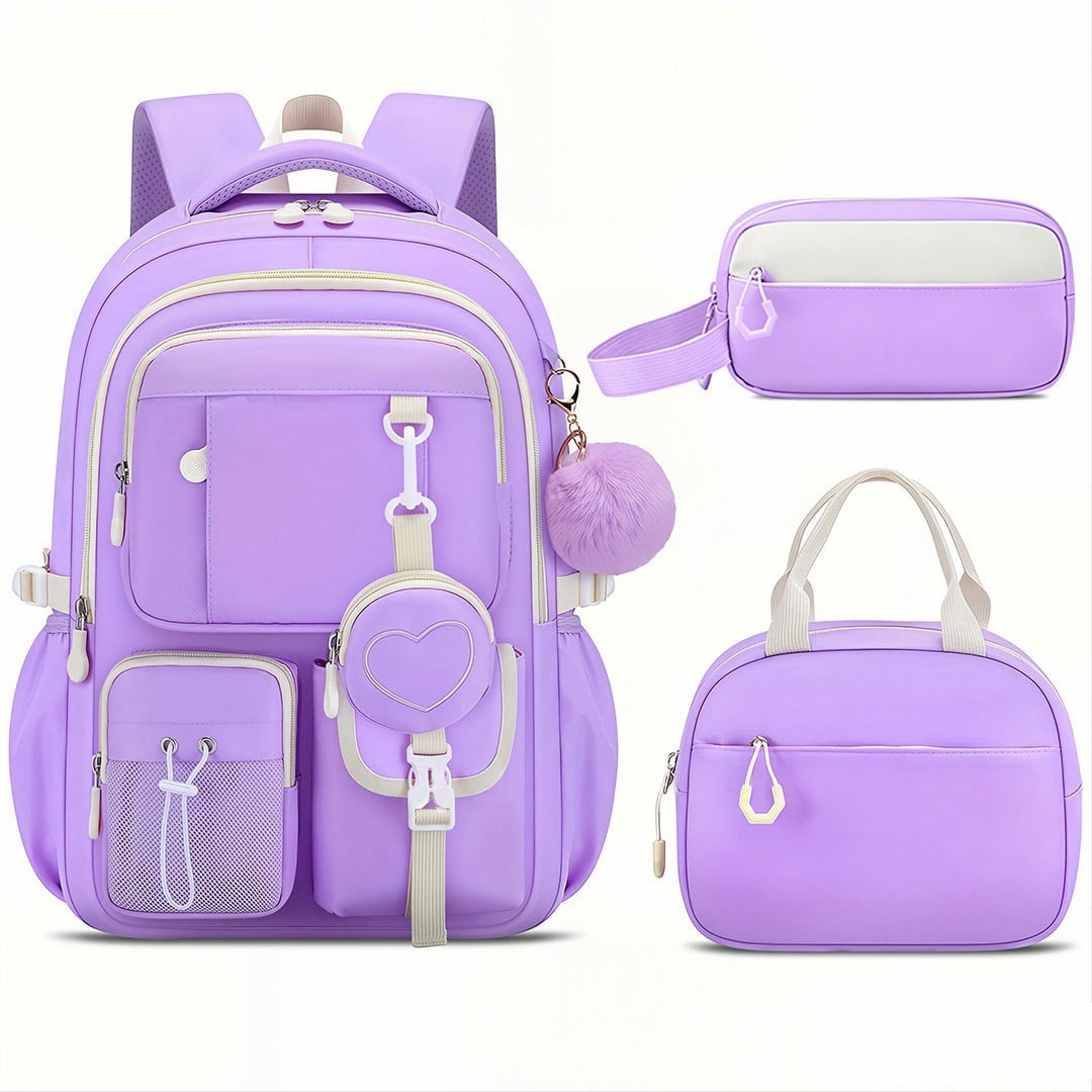 Three-piece Large Capacity Burden Alleviation Leisure Primary School Bag