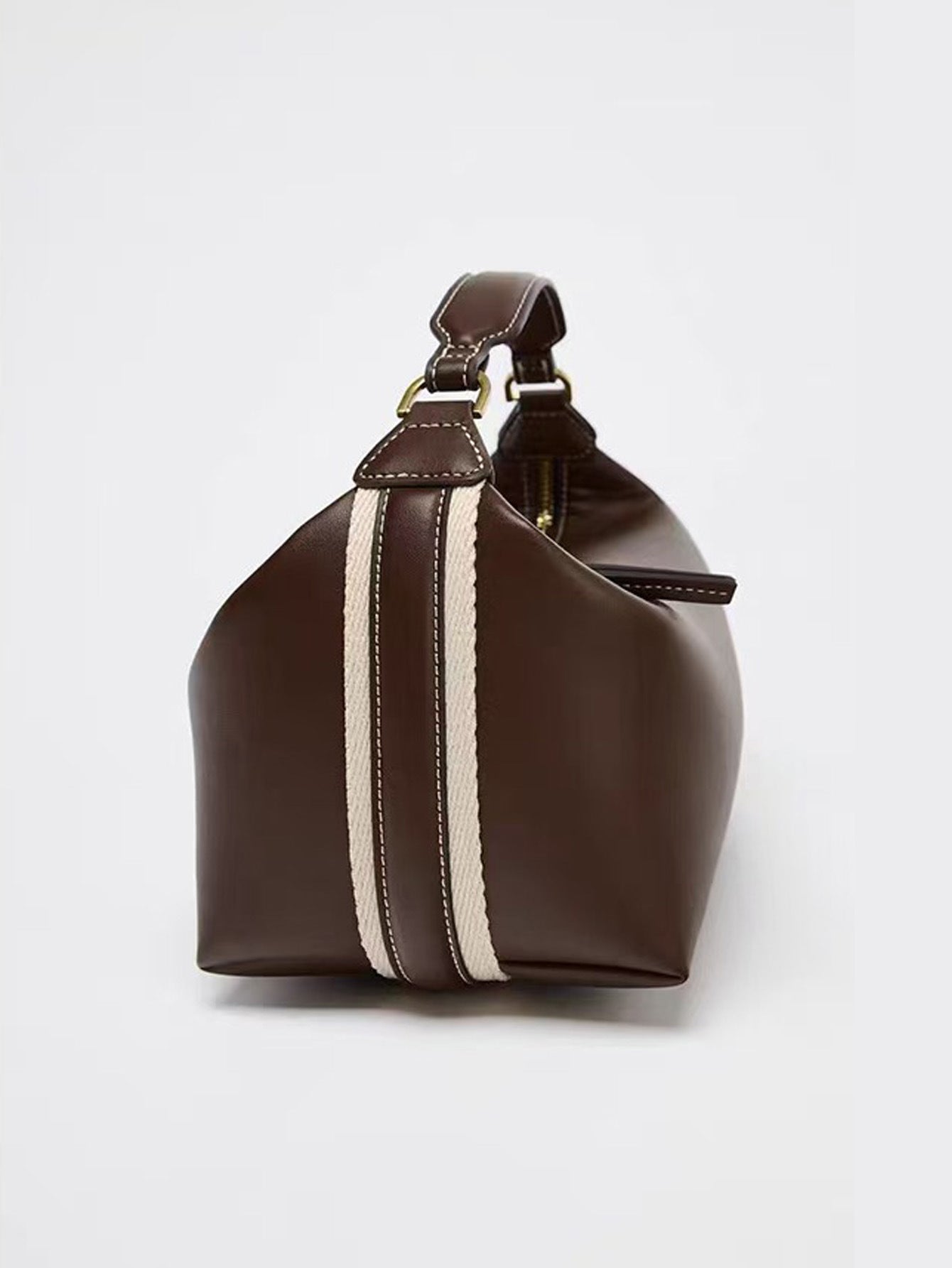 Women's Retro Side Striped Wide Strap Dumpling Bags