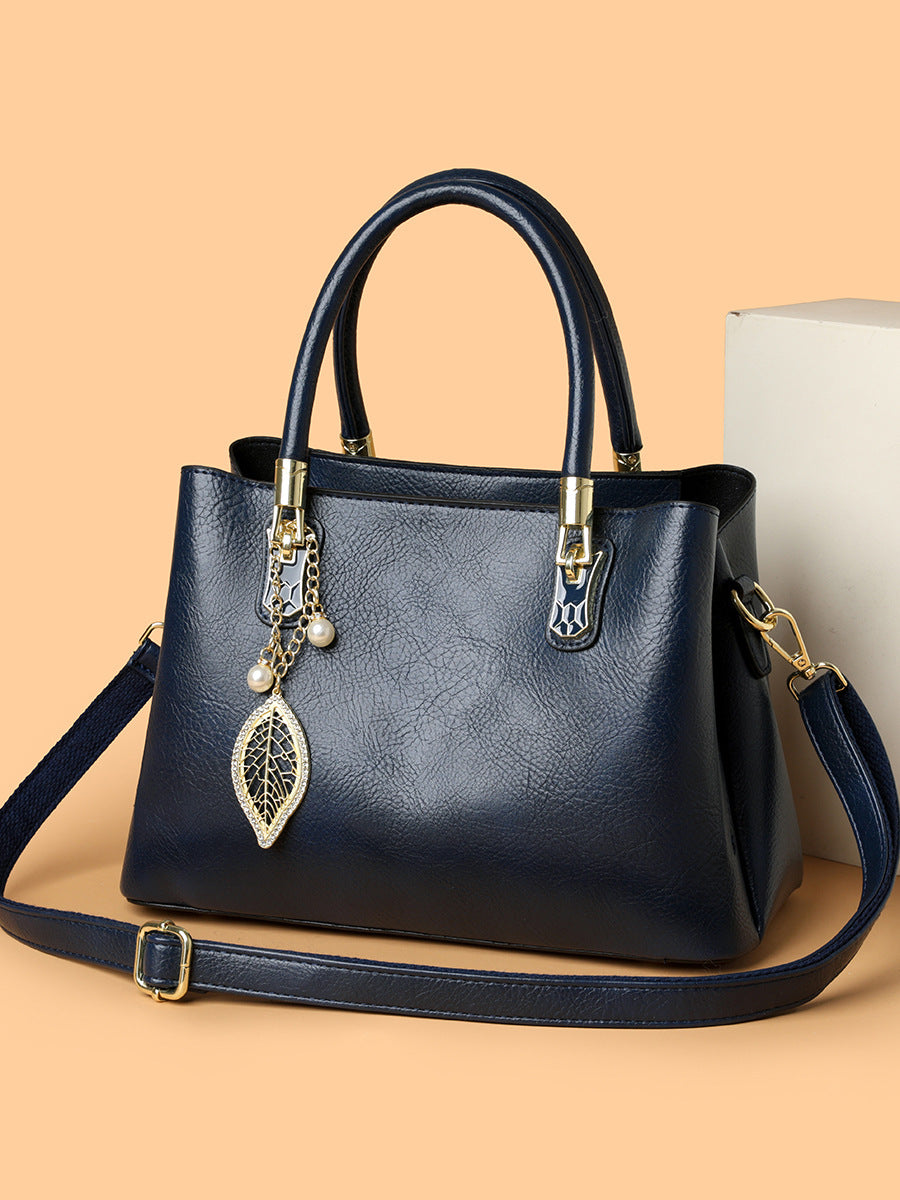 Women's Luxury Fashion Oily Leather Solid Color Women's Handbag