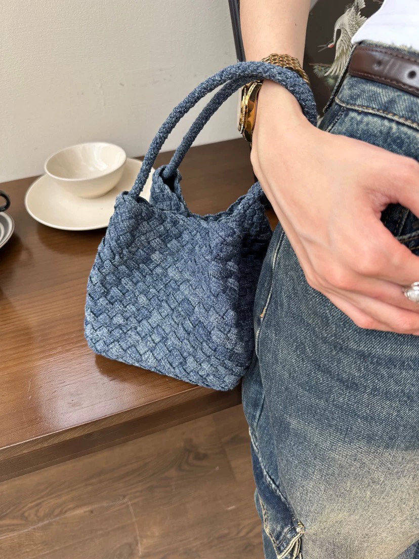 Denim Hand-woven Vegetable Basket Lazy Versatile Clutch Wings Bags
