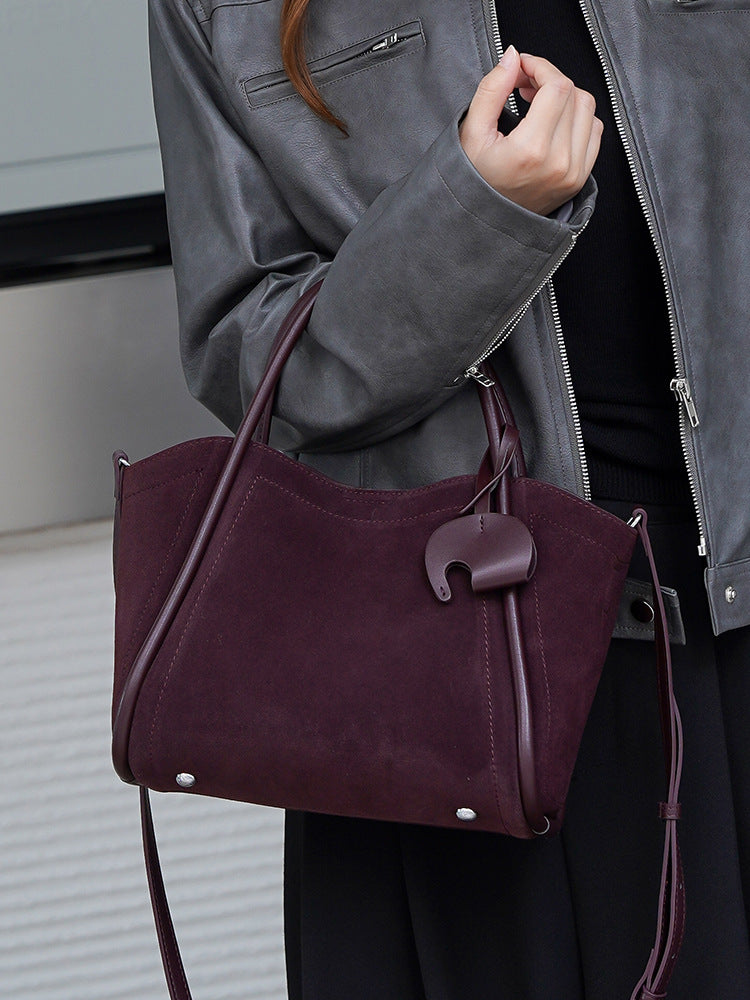 Women's Genuine Leather Frosted Cowhide Vegetable Basket Retro Affordable Women's Messenger Bag
