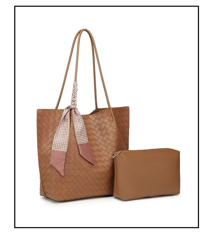 Women's High-grade Large Capacity Woven Genuine Leather Tote Bag