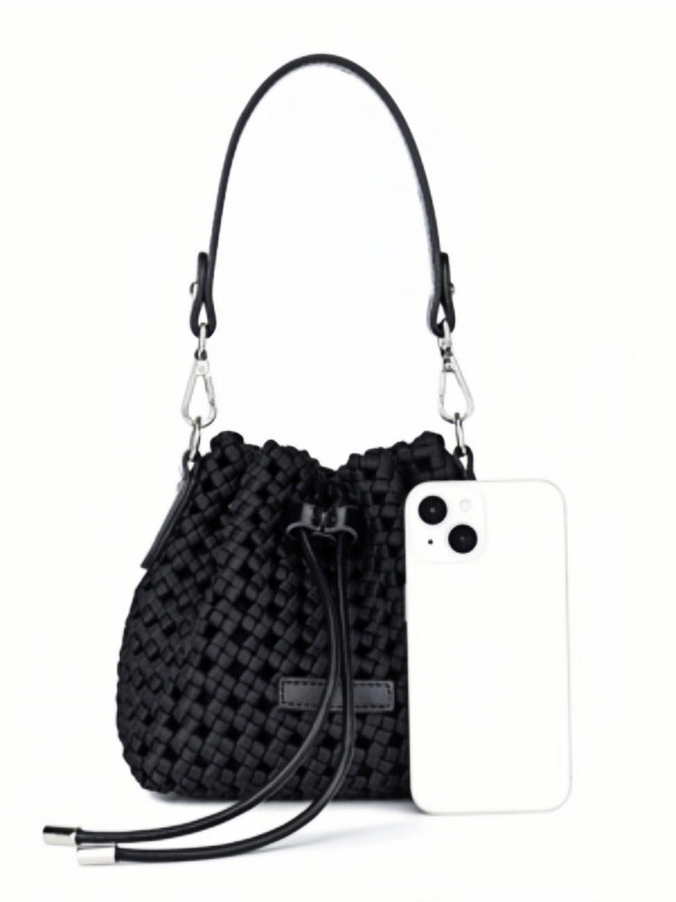 Solid Color Handmade Woven Windmill Knot Closed Fashion Women's Shoulder Bag