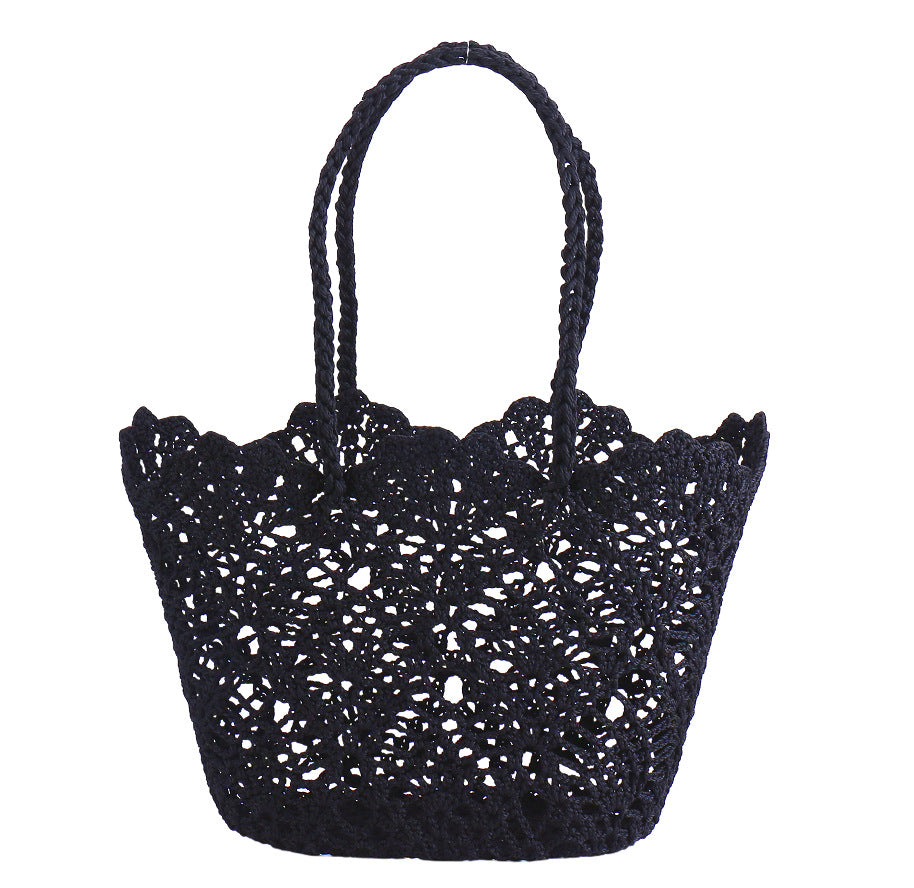 Fishtail Pattern Hollow Woven Basket Beach Bags