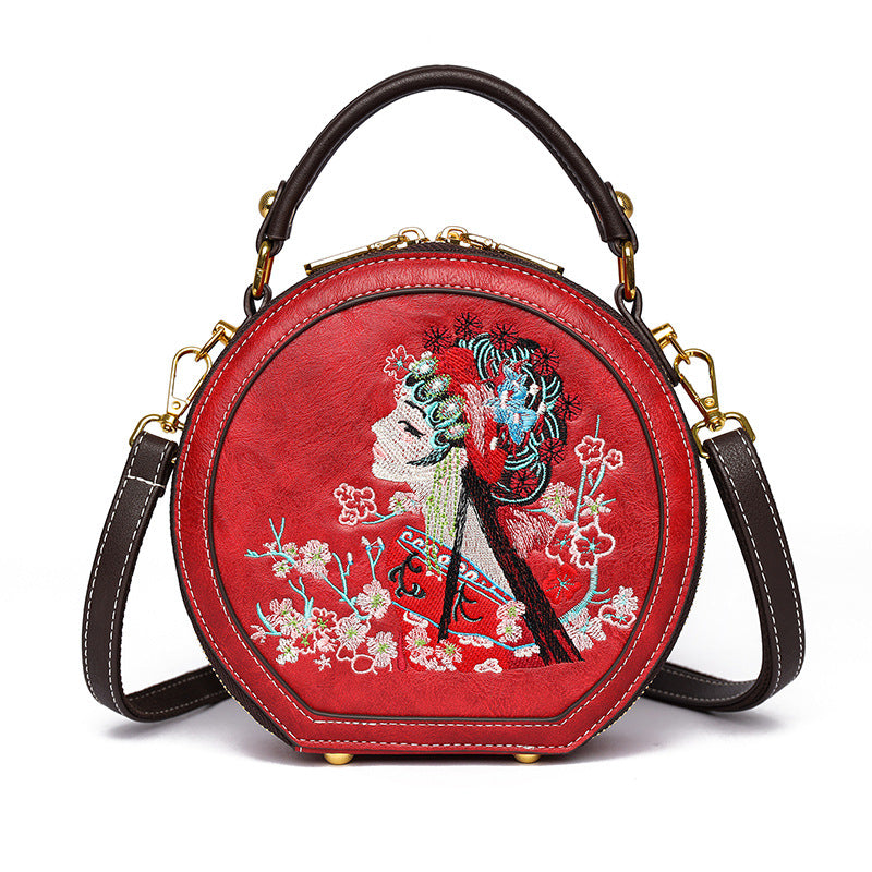 Chinese Style Embroidery Handmade Round Design Ethnic Texture Leisure Women's Shoulder Bag