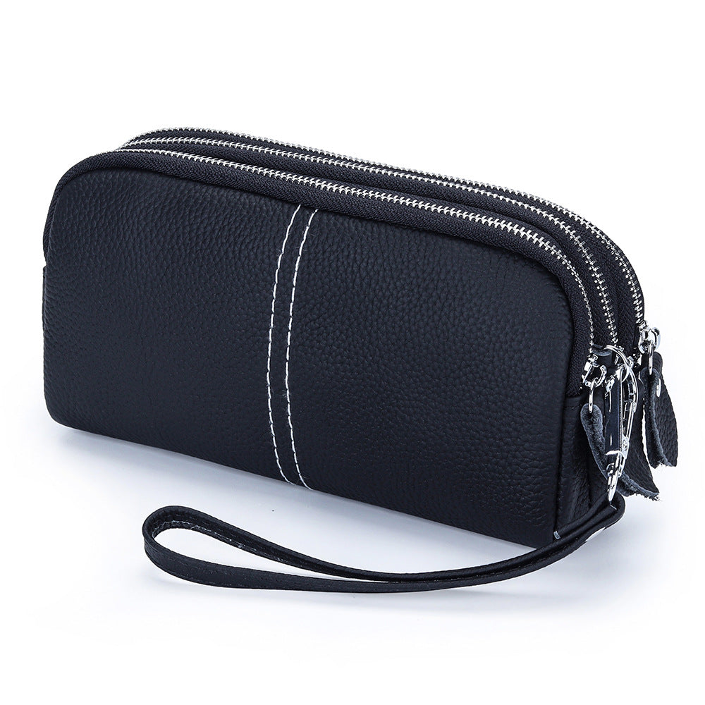 Women's Genuine Leather First Layer Cowhide Zip Wrist Fashion Women's Clutch