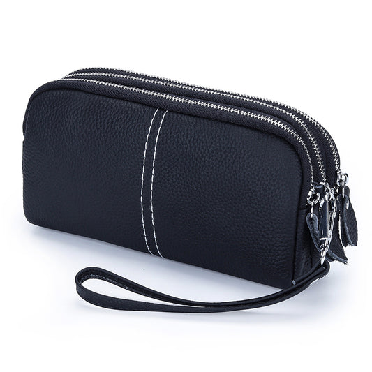 Women's Genuine Leather First Layer Cowhide Zip Wrist Fashion Women's Clutch